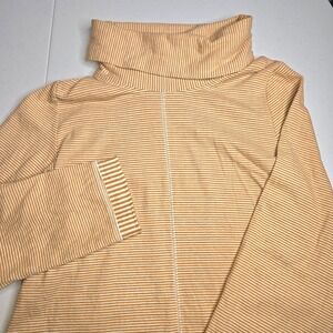 MAEVE‎ By Anthropologie Women's Large Orange White Stripe Cowl Neck Top -1434